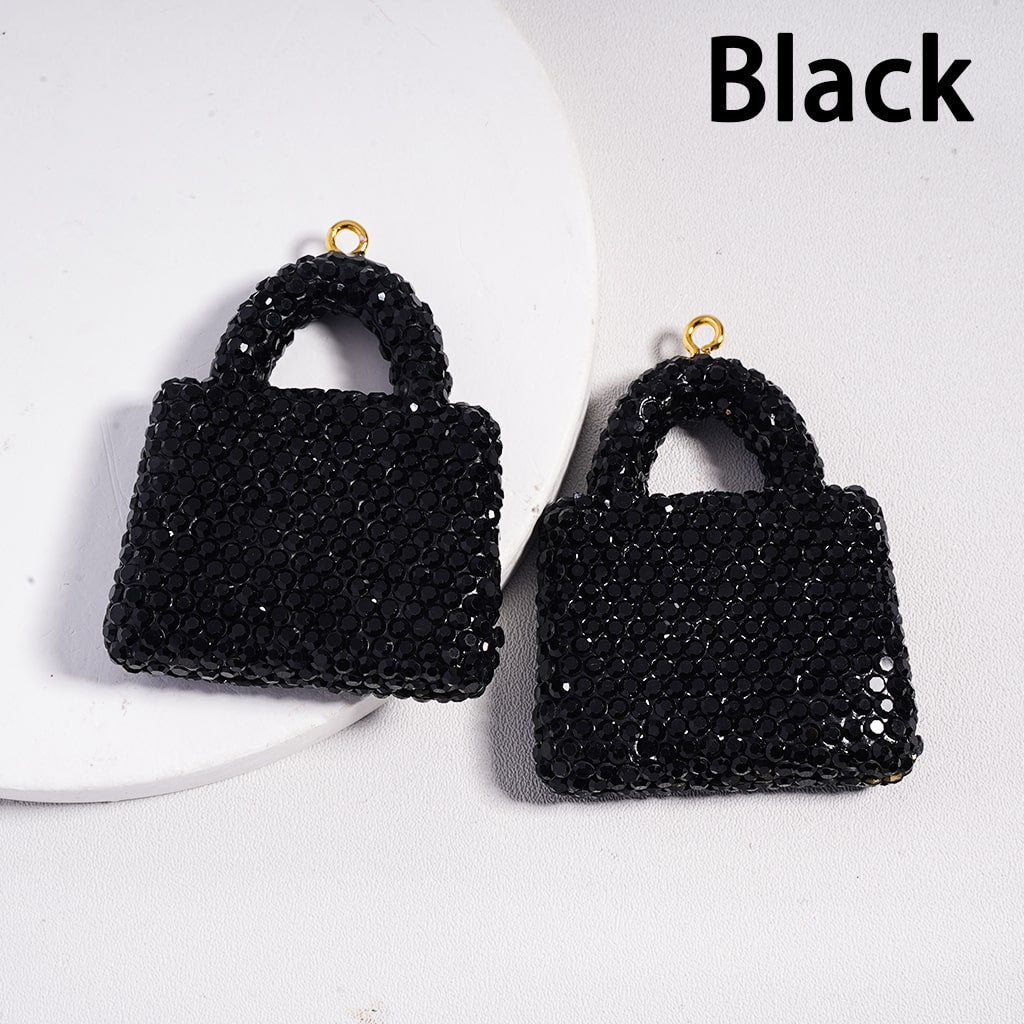 Multi Color Clay Bag Keychain Pendant & Jewelry Accessories with Rhinestones  40*51MM Random Mix