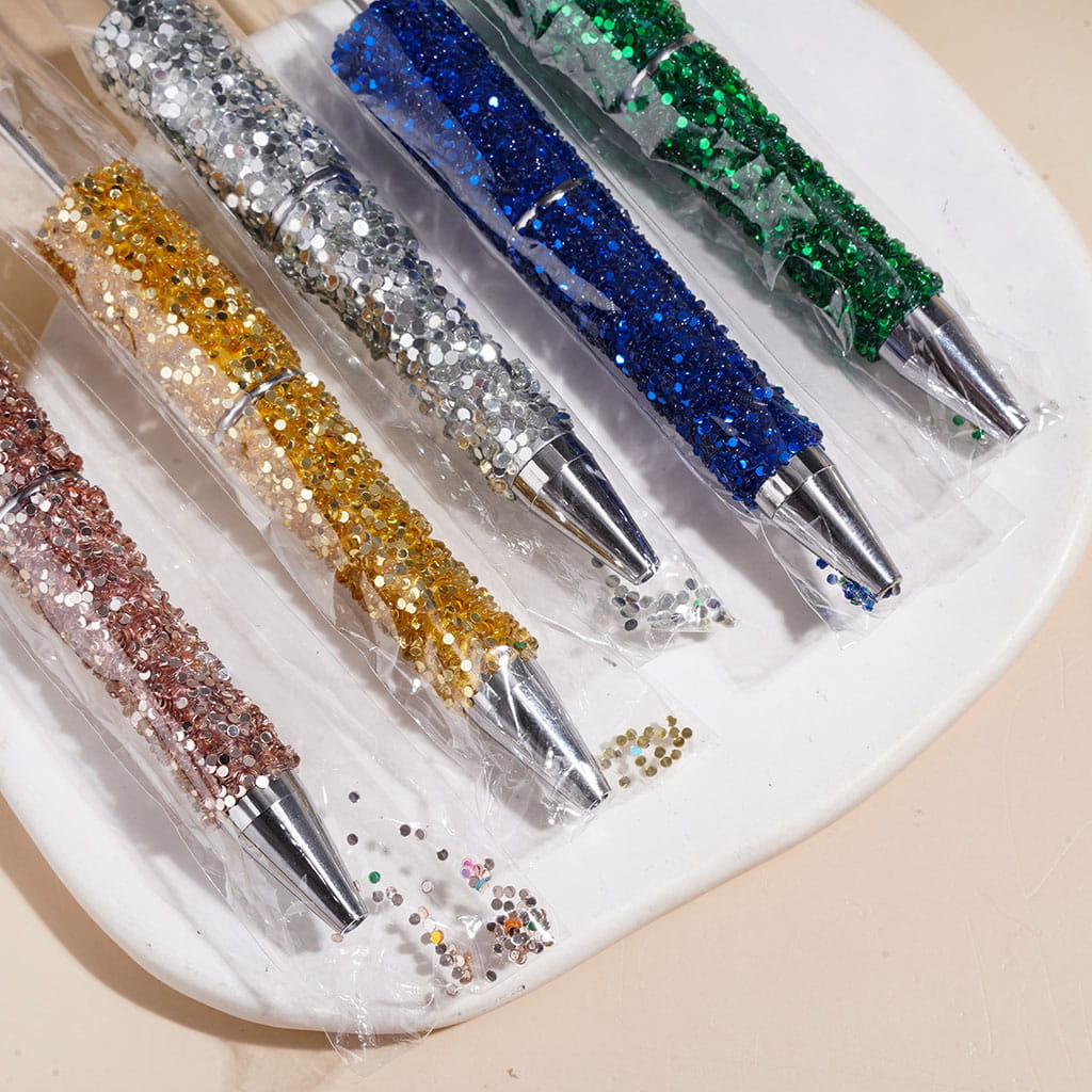 Hand-Made Beadable Pens with Mini Shiny Sequin Covered the Pen, Multi-Color (Please Read Description)