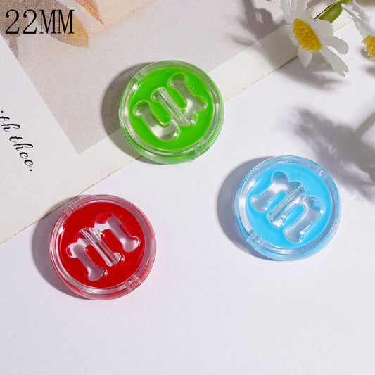 Translucent Sweet Candy Chip with Letter “M” Flat Round Shape Acrylic Beads, 22MM Multi-Color Random Mix