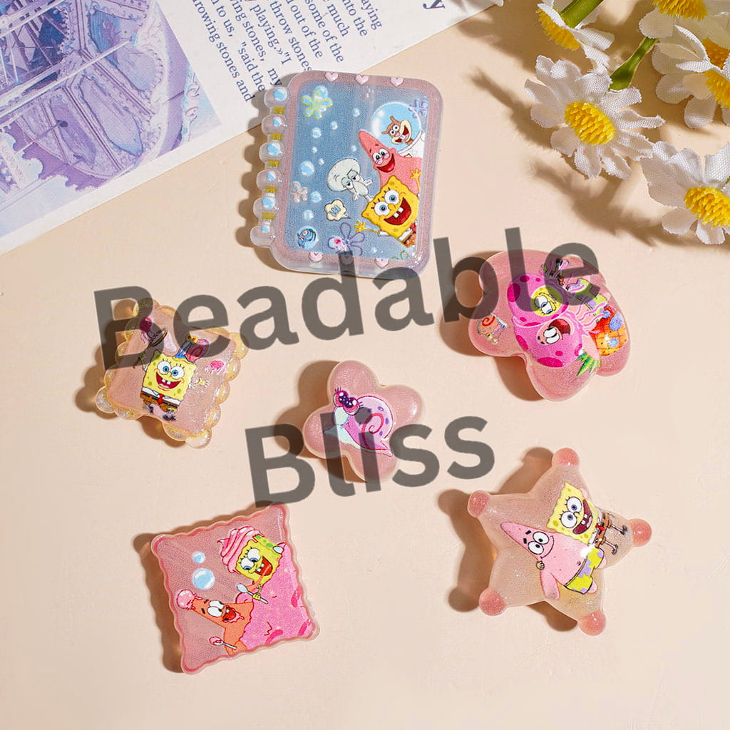Baby Sponge Character in Pink Series Acrylic Beads and Pendants, Random Mix