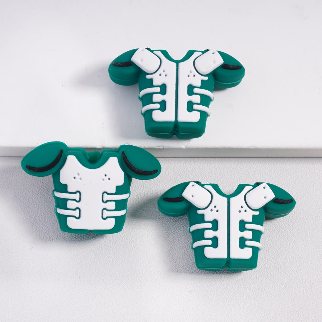 USA American Football Multicolor Sporty Pads Silicone Focal Beads Random Mix