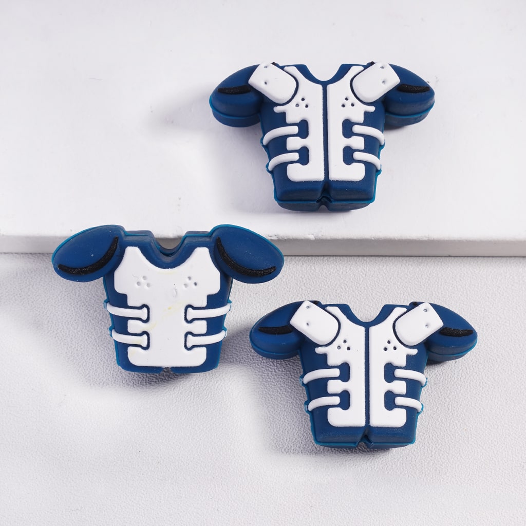 USA American Football Multicolor Sporty Pads Silicone Focal Beads Random Mix