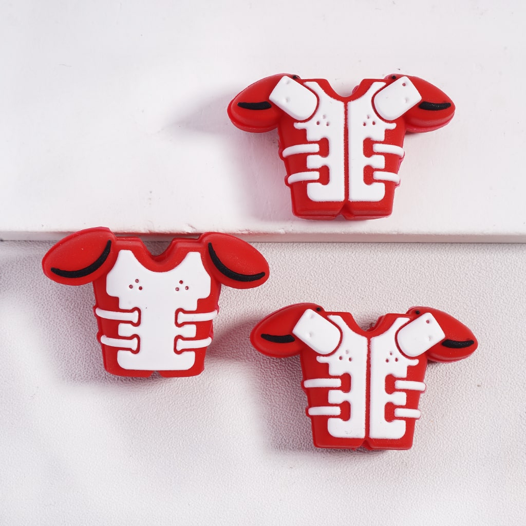 USA American Football Multicolor Sporty Pads Silicone Focal Beads Random Mix