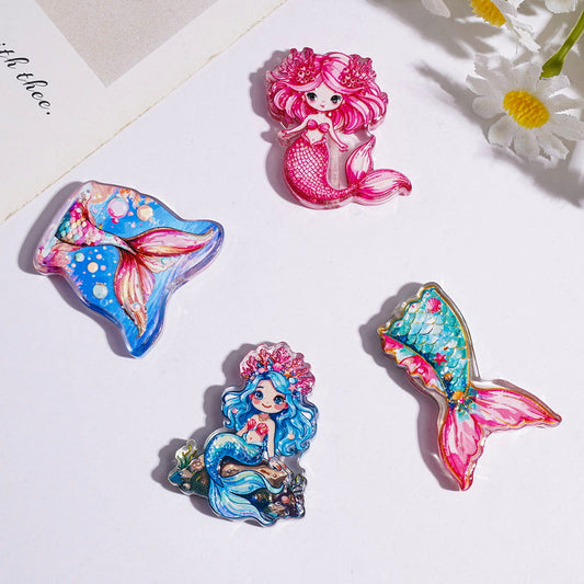 Magical Ocean Mermaid Princess & Fishtail Acrylic Beads, Assorted Designs, Random Mix