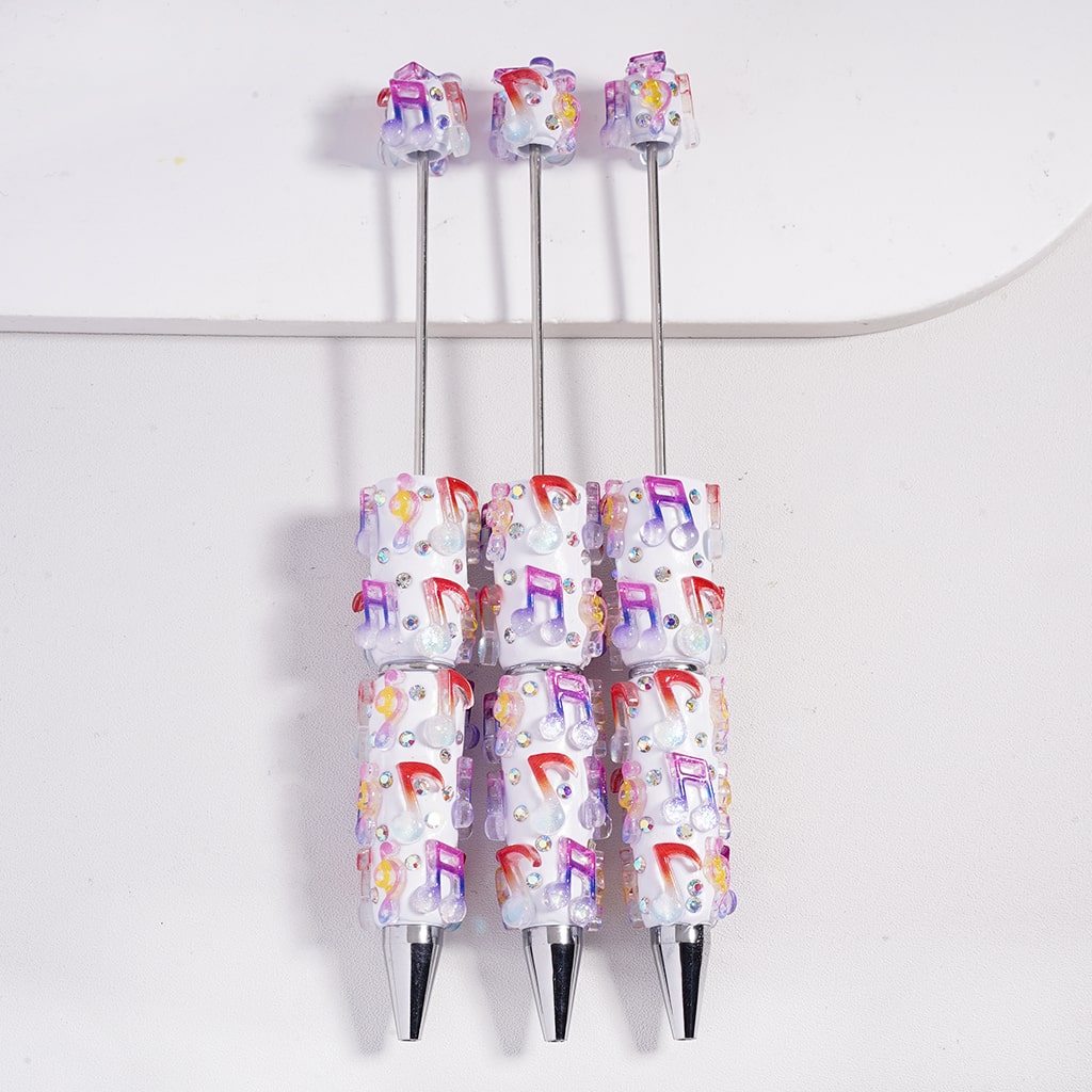 Musical Notes Vibes Glitter and AB Rhinestones Ombre Color Beadable Clay Pens