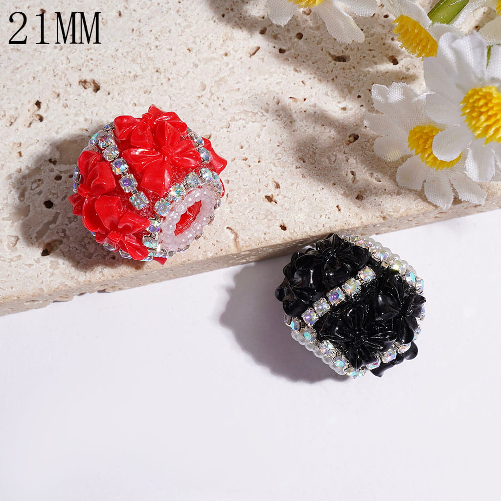 Handmade Acrylic Beads with Double Bowtie, AB Rhinestone and White Pearl Chains, 21MM Multi-Color Random Mix