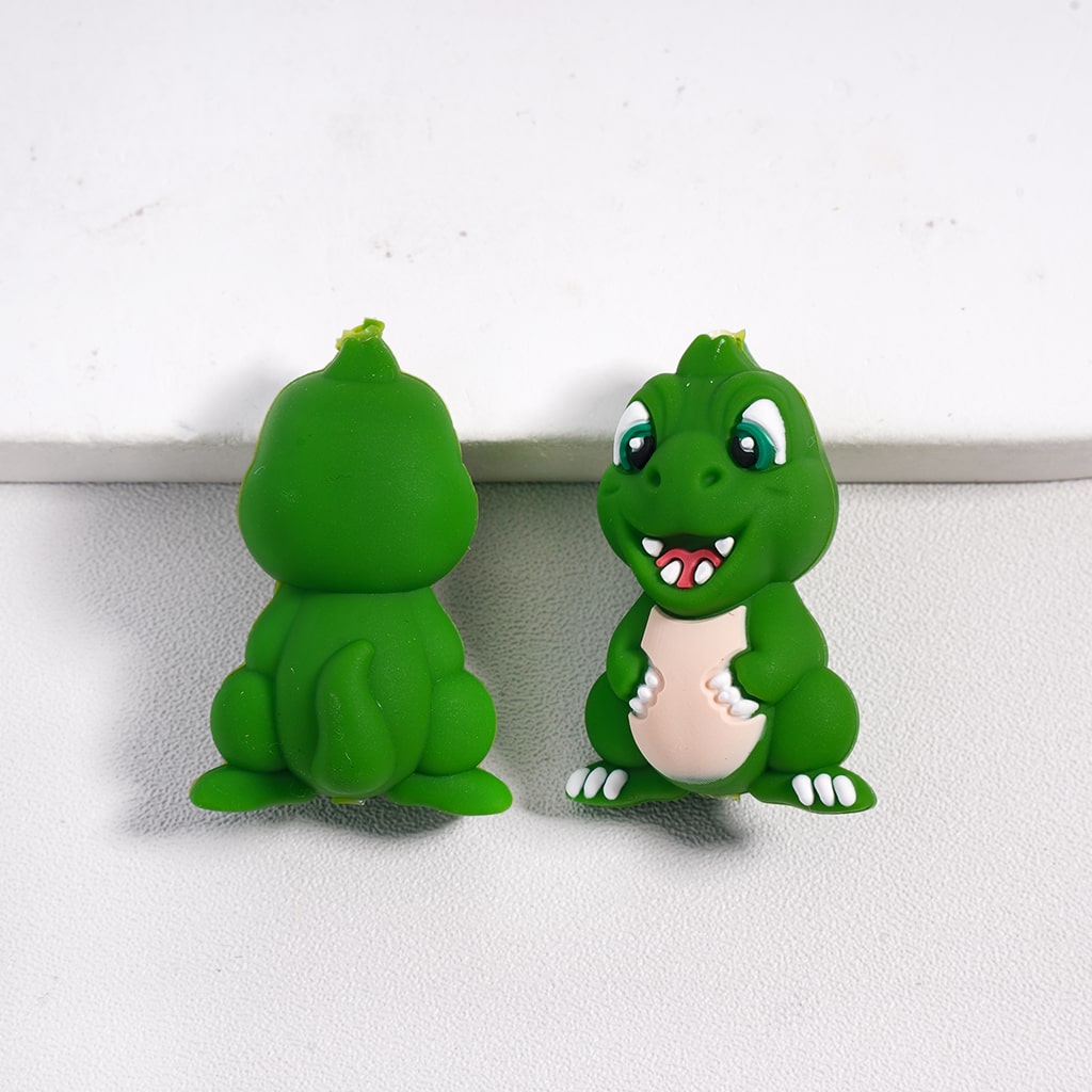 Cartoon Colorful Dino Character Silicone Focal Beads Random Mix