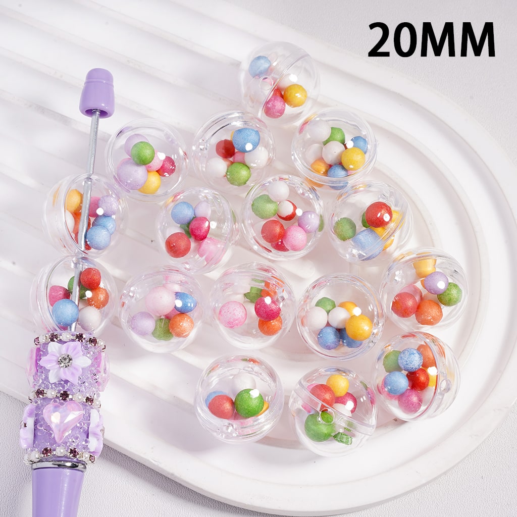 Clear Hollow Sphere Filled with Assorted Color Round Balls Acrylic Beads 20 MM