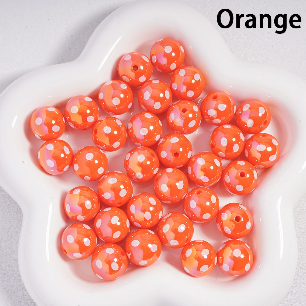 UV Coating with White Polka Dots Multi‑Color Round Acrylic Beads 16 MM