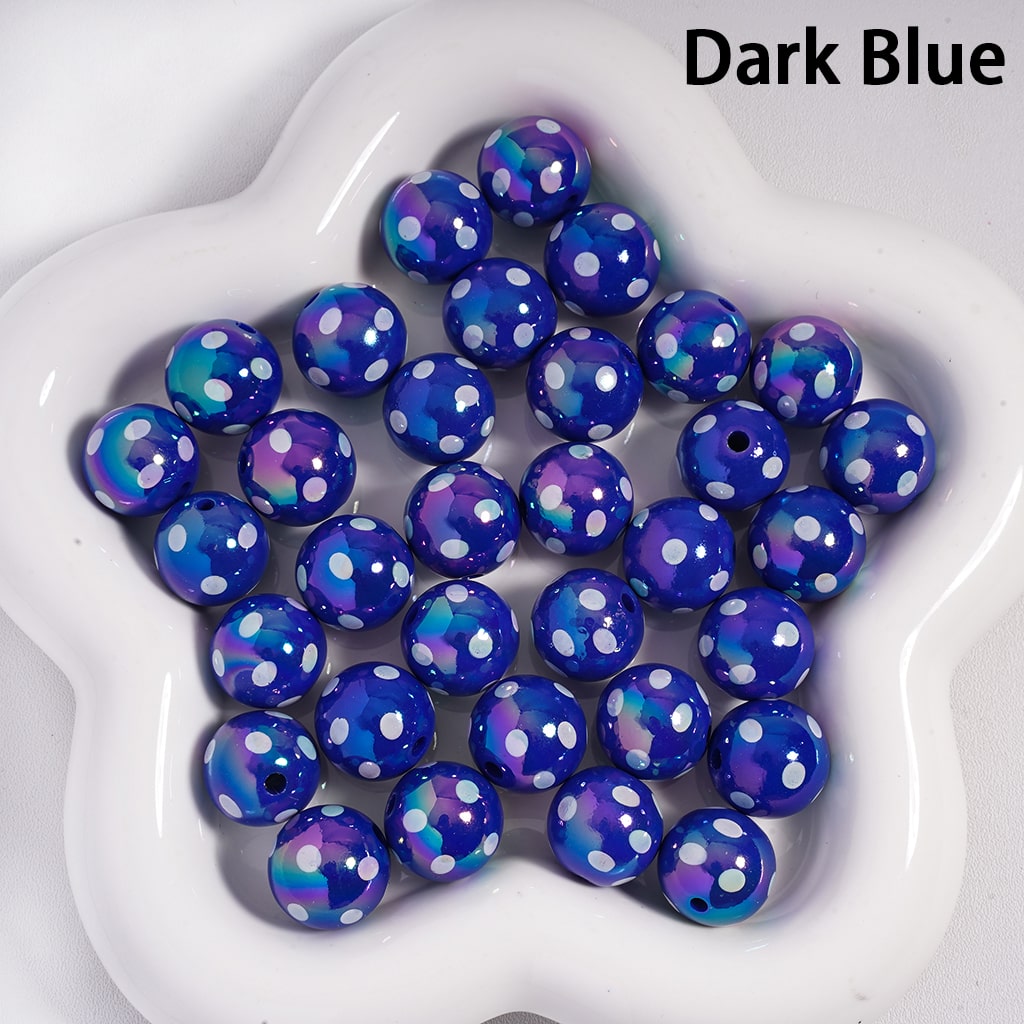 UV Coating with White Polka Dots Multi‑Color Round Acrylic Beads 16 MM