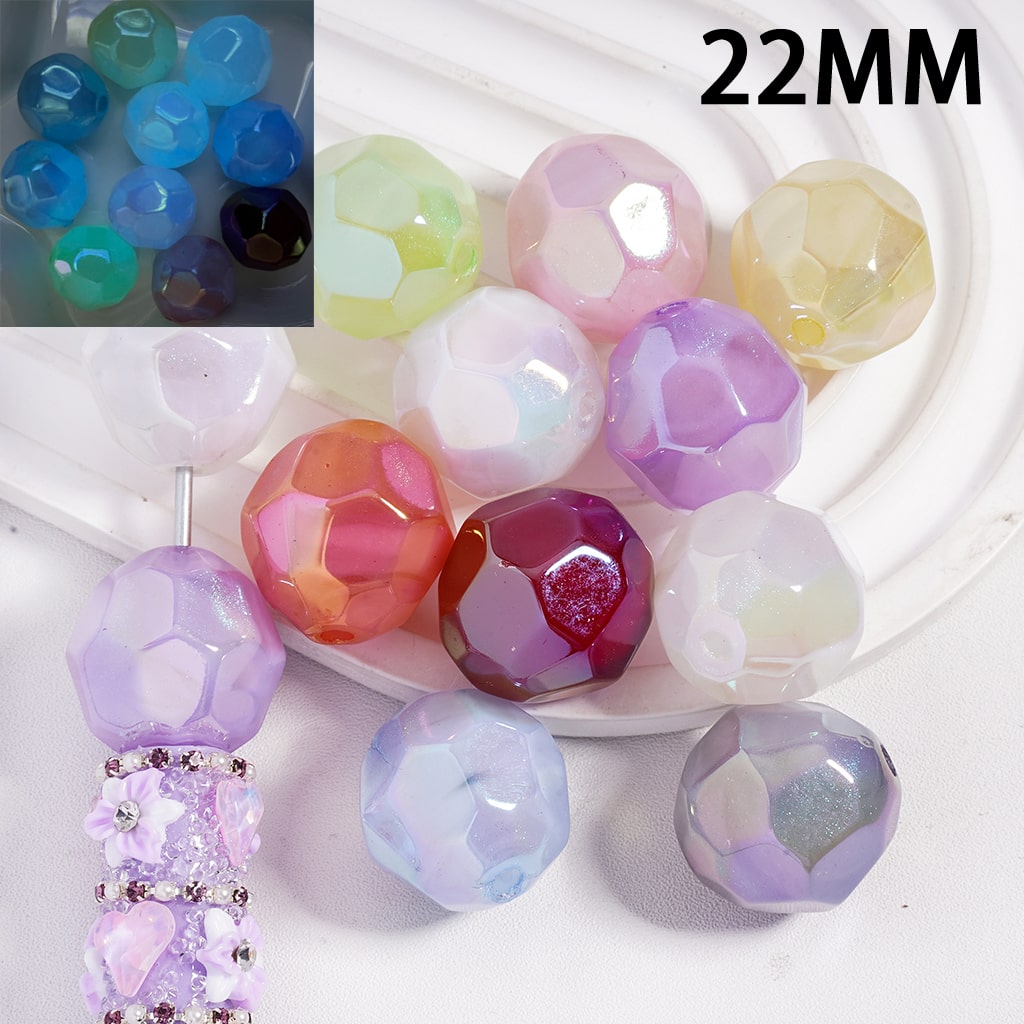 Luminous Glitter Soccer Colorful Ball Acrylic Beads 22MM Random Mix