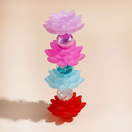 Multi-Color Frosted Matte Three Layer Lotus Semi-Clear Acrylic Spacer Beads, for DIY Jewelry Accessories or Interior Decoration (Please Read Description)