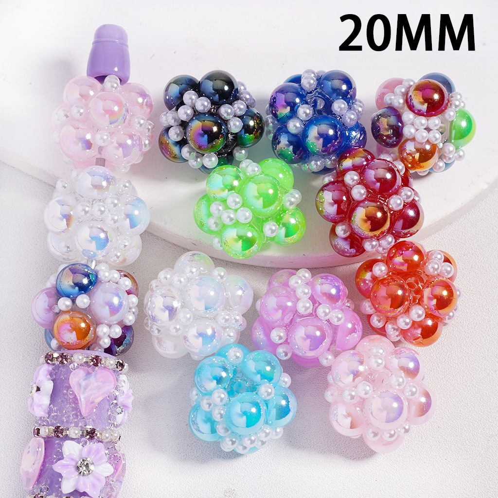 UV Coating with White Pearls and Half Shell Pearls in Different Mix Color Acrylic Beads, 20MM