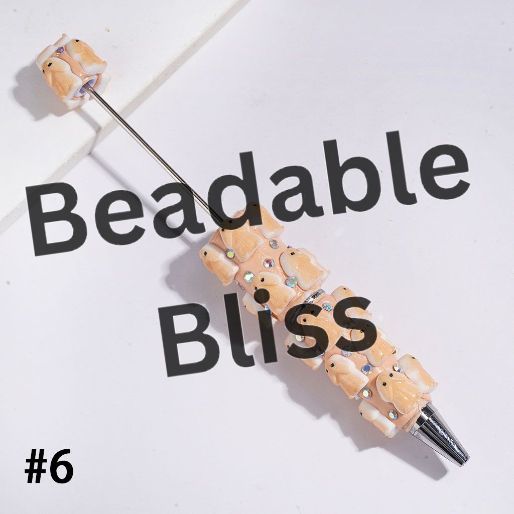 Beadable Clay Pens with AB Rhinestone, Man Exclusive Theme, Multi-Color