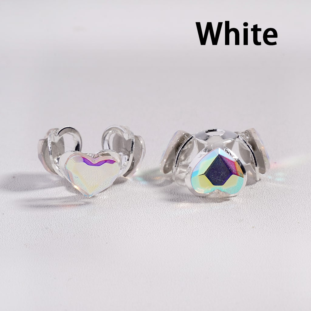 Alloy Bead Cages, Bead Cap in Silver Color, Heart Rhinestones in Various Colors, Random Mix (They Fit 16MM Beads)
