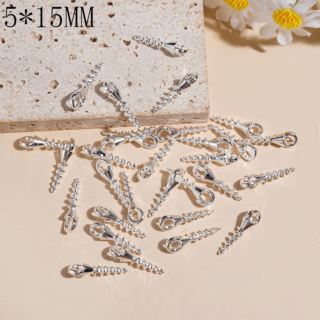Metal Self Tapping Eye Screws for DIY Jewelry Making, Charm Pendant Craft Accessories, 5*15MM Gold Silver Gun Black