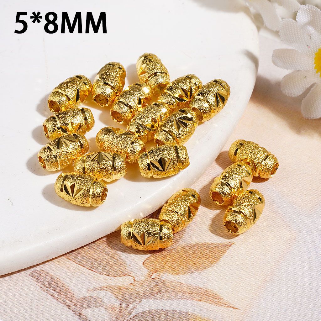 Drum with Three Leaf Pattern Alloy Beads for DIY Jewelry Accessories, 5*8MM, Gold Silver Gun Black