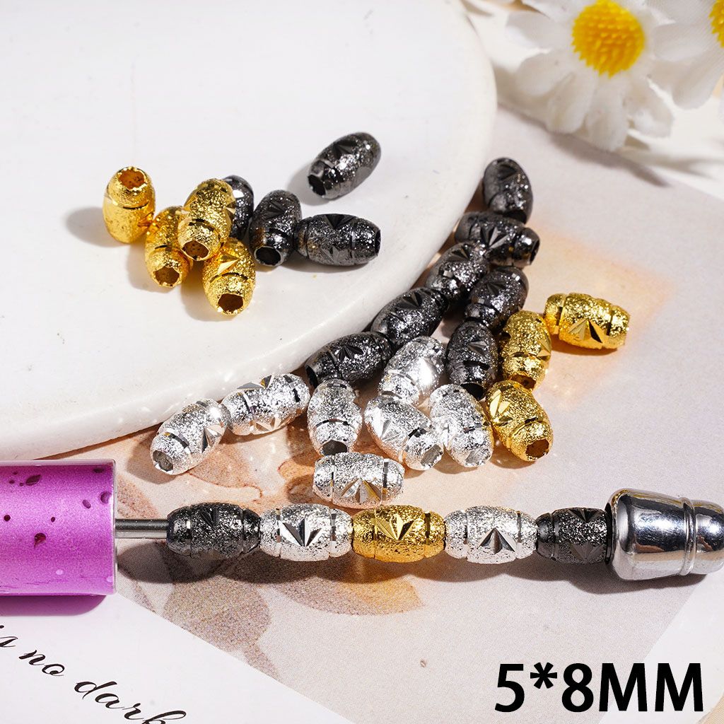 Drum with Three Leaf Pattern Alloy Beads for DIY Jewelry Accessories, 5*8MM, Gold Silver Gun Black