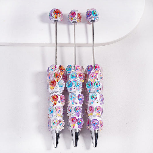 Lollipop & Bowtie Multi‑Color with AB Rhinestones Beadable Clay Pens