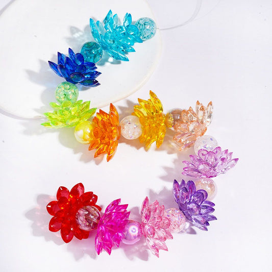 Multi-Color Transparent Three-Layer Lotus Flower Acrylic Spacer Beads, for DIY Jewelry Accessories or Interior Decoration (Please Read Description)