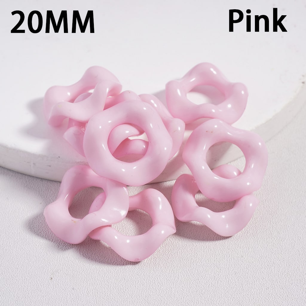 Wavy Shape Spacer Beads Solid Color Large Hole Acrylic Beads 20 MM