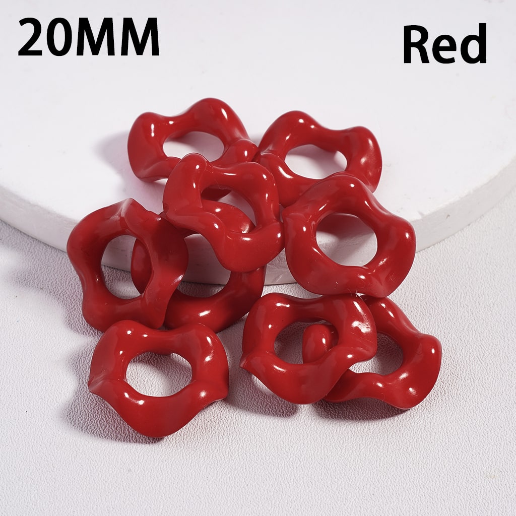 Wavy Shape Spacer Beads Solid Color Large Hole Acrylic Beads 20 MM
