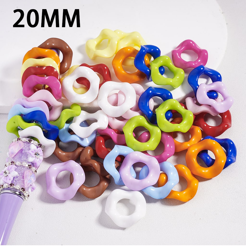 Wavy Shape Spacer Beads Solid Color Large Hole Acrylic Beads 20 MM
