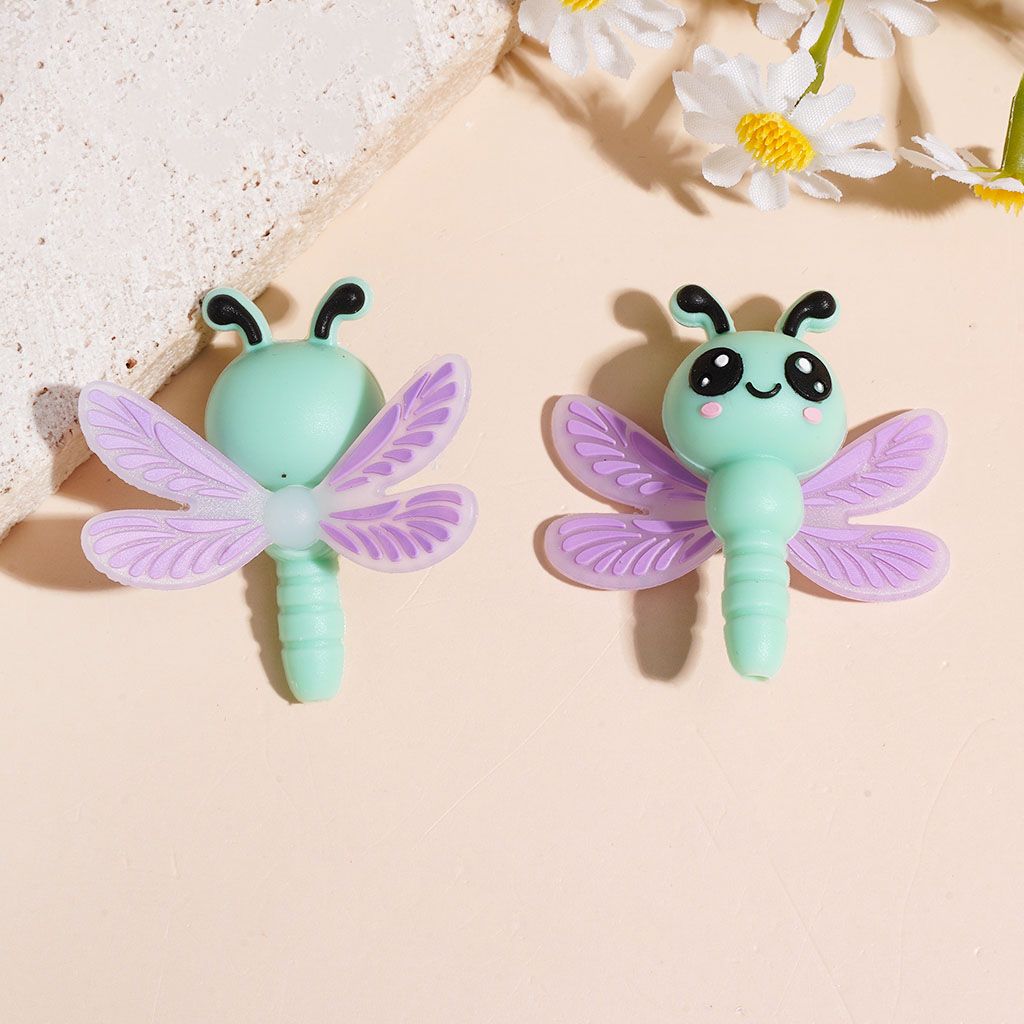 Silicone Focal Beads 3D Cute Dragonfly with Big Eye and Wings, 39MM, Multi-Color