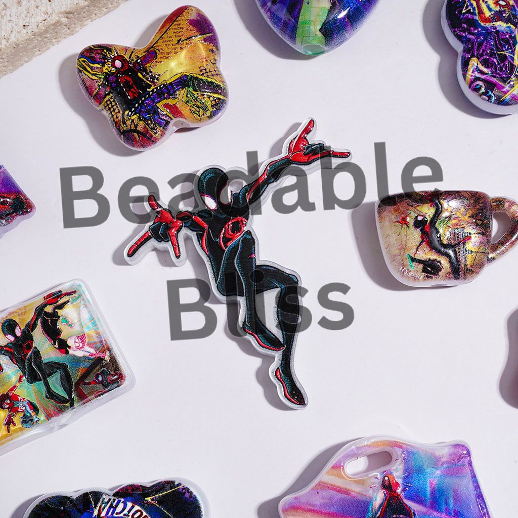 Spider Hero Character Series Acrylic Beads and Pendants, Random Mix