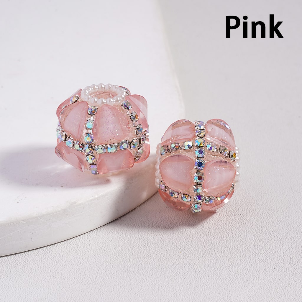 Glittery Heart AB Rhinestones and White Pearl Chains Multi Color Round Acrylic Beads 20MM Random Mix