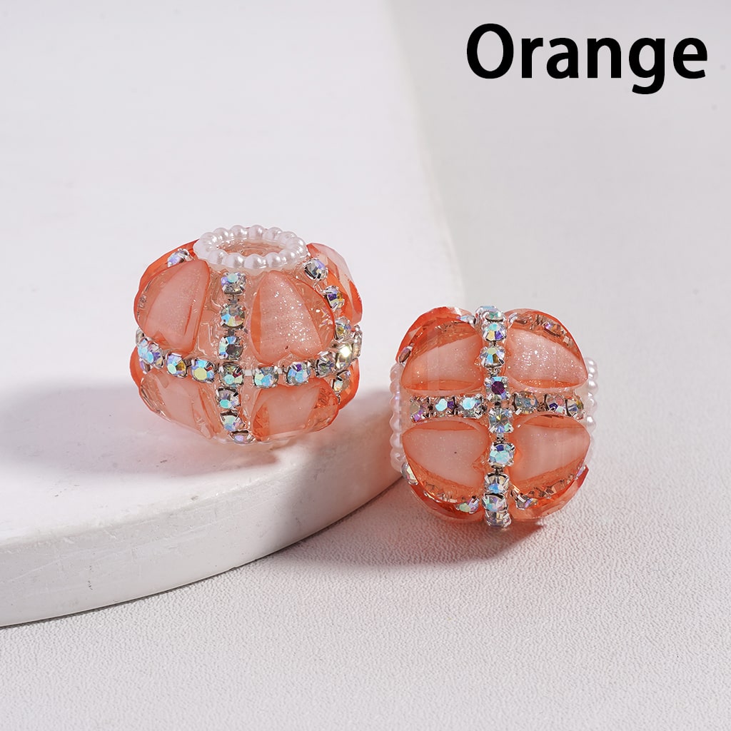 Glittery Heart AB Rhinestones and White Pearl Chains Multi Color Round Acrylic Beads 20MM Random Mix