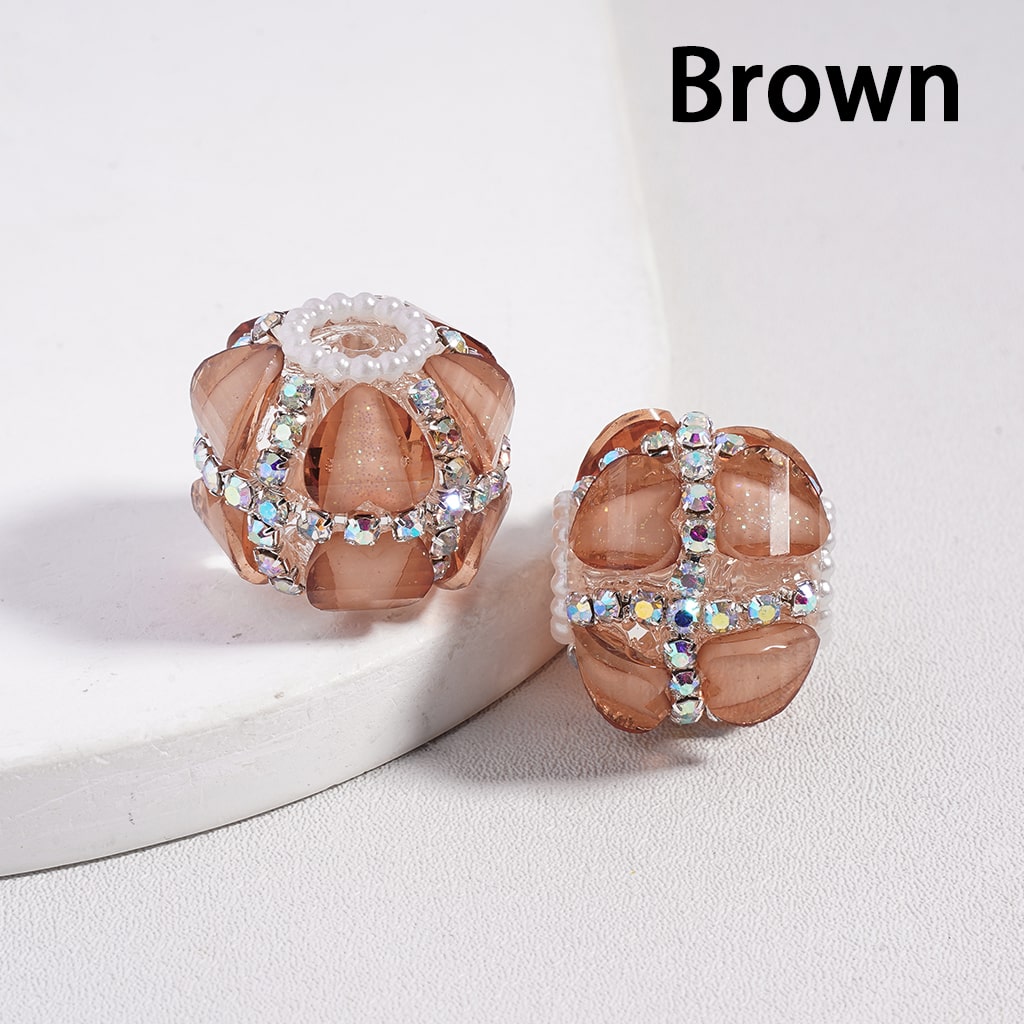 Glittery Heart AB Rhinestones and White Pearl Chains Multi Color Round Acrylic Beads 20MM Random Mix