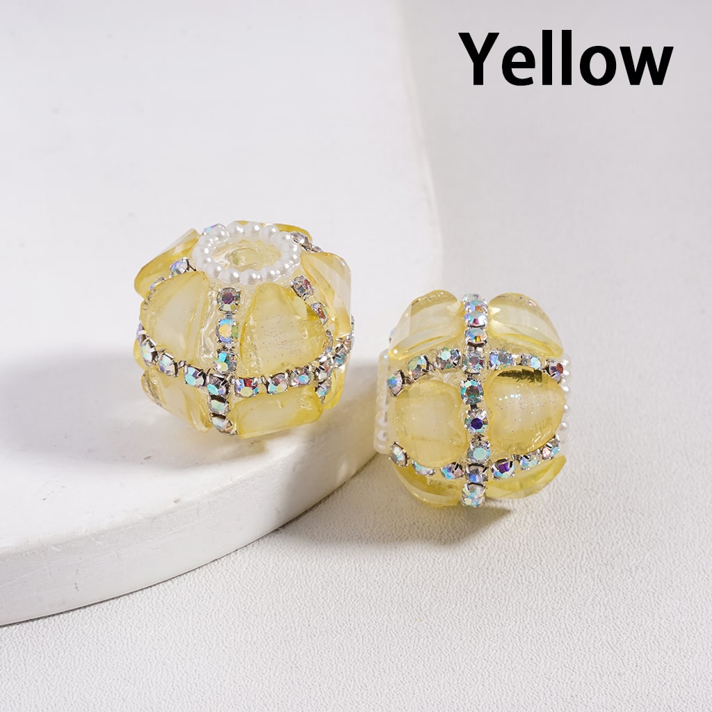 Glittery Heart AB Rhinestones and White Pearl Chains Multi Color Round Acrylic Beads 20MM Random Mix