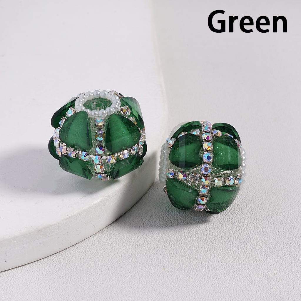 Glittery Heart AB Rhinestones and White Pearl Chains Multi Color Round Acrylic Beads 20MM Random Mix