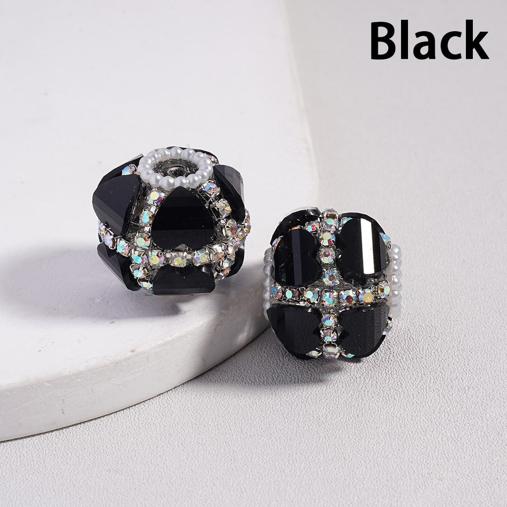 Glittery Heart AB Rhinestones and White Pearl Chains Multi Color Round Acrylic Beads 20MM Random Mix