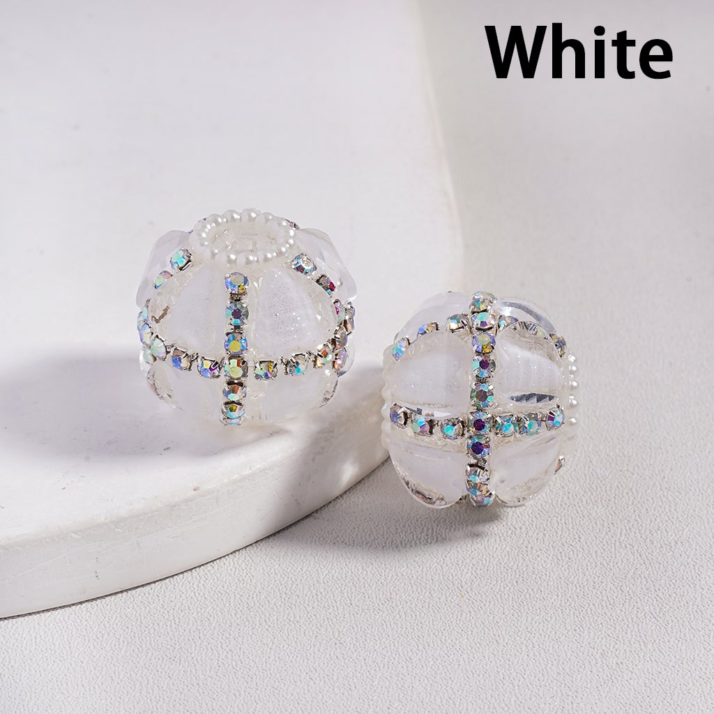 Glittery Heart AB Rhinestones and White Pearl Chains Multi Color Round Acrylic Beads 20MM Random Mix