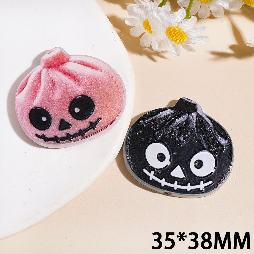 Dumpling with Evil Facial Expression Acrylic Beads, 35*38MM, Multi-Color, Random Mix