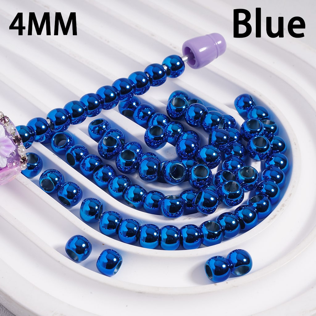 Metallic Color Shiny Mini Round Large Hole Multi Color Acrylic Beads 4MM