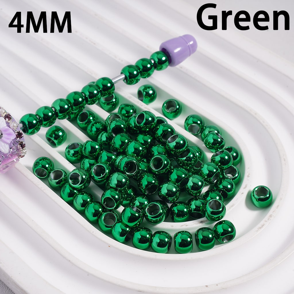 Metallic Color Shiny Mini Round Large Hole Multi Color Acrylic Beads 4MM