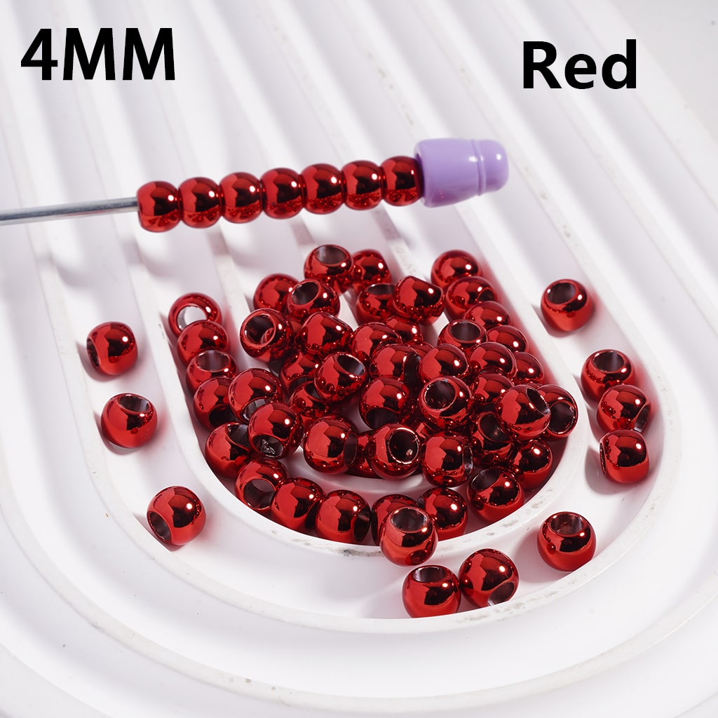 Metallic Color Shiny Mini Round Large Hole Multi Color Acrylic Beads 4MM