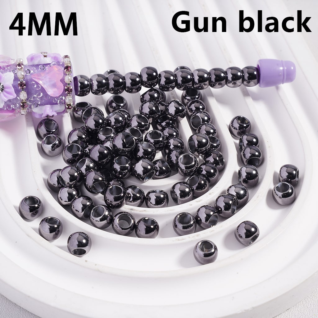 Metallic Color Shiny Mini Round Large Hole Multi Color Acrylic Beads 4MM
