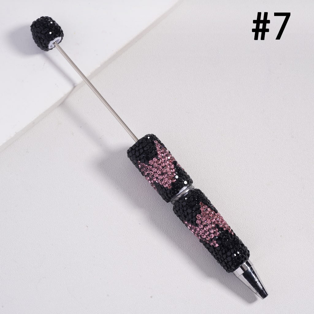 Wavy Pattern and Double Color Rhinestones Multi Color Design Beadable Pens Random Mix