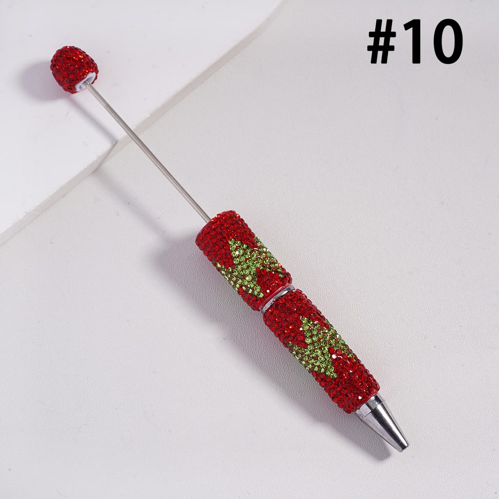 Wavy Pattern and Double Color Rhinestones Multi Color Design Beadable Pens Random Mix