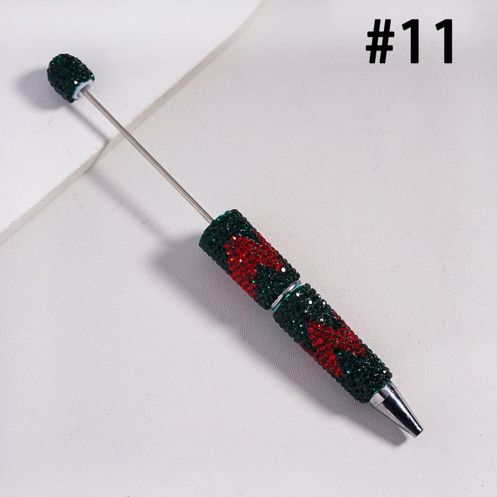 Wavy Pattern and Double Color Rhinestones Multi Color Design Beadable Pens Random Mix