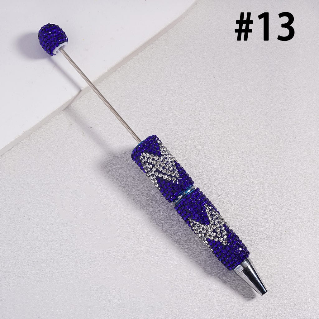Wavy Pattern and Double Color Rhinestones Multi Color Design Beadable Pens Random Mix