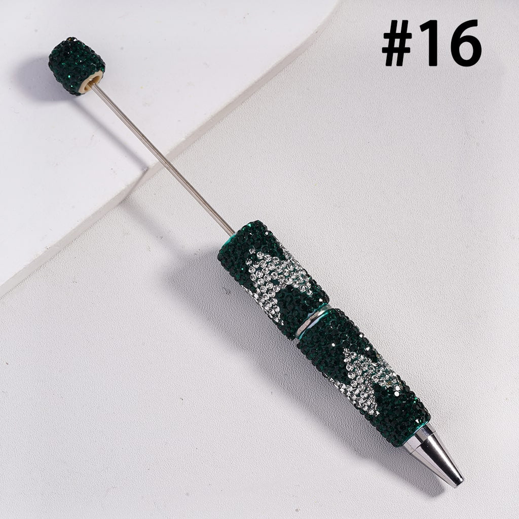 Wavy Pattern and Double Color Rhinestones Multi Color Design Beadable Pens Random Mix