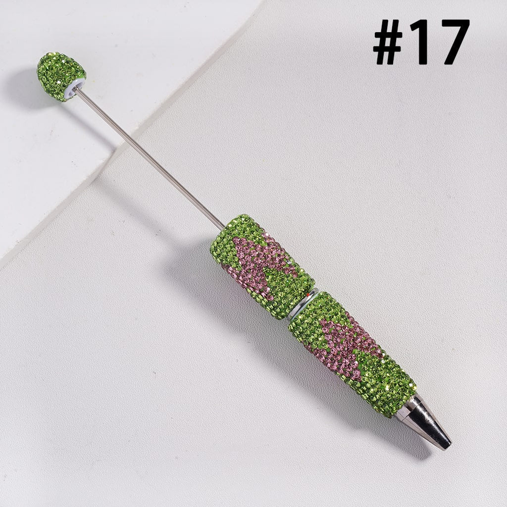 Wavy Pattern and Double Color Rhinestones Multi Color Design Beadable Pens Random Mix