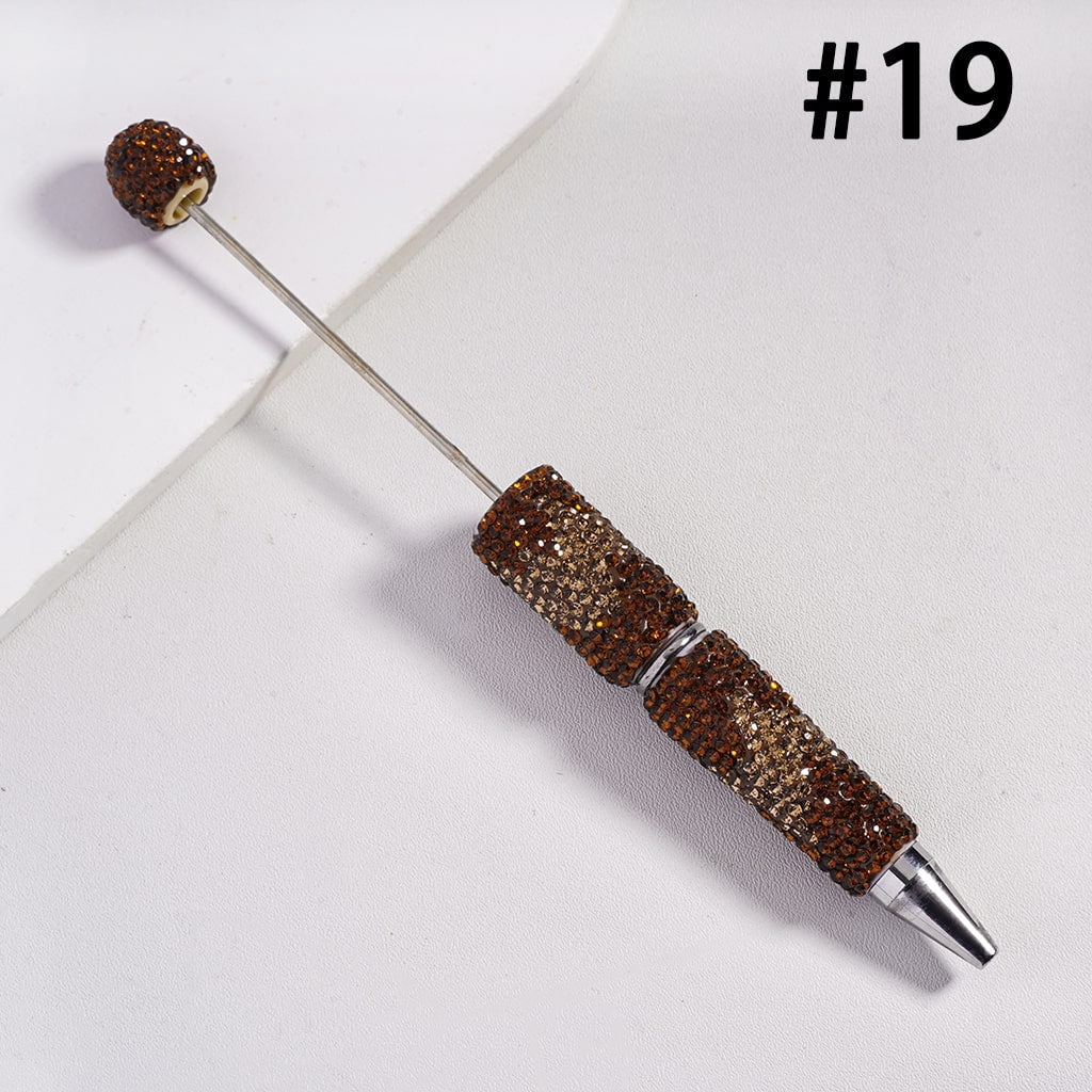 Wavy Pattern and Double Color Rhinestones Multi Color Design Beadable Pens Random Mix