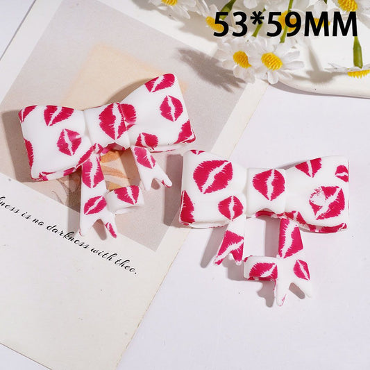 Glamorous Barbie Pink Lip Print Bowtie Food-Grade Silicone Straw Topper for Cups & Tumblers, 53*59MM