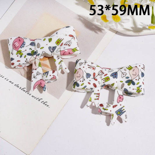 Delightful Bird, Crown & Flower Print Bowtie Food-Grade Silicone Straw Topper for Cups & Tumblers, 53*59MM
